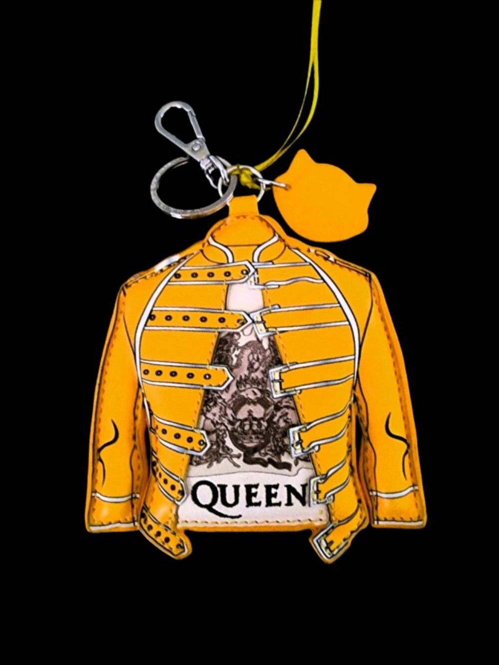 NWT Vendula London x Queen Freddie Mercury Yellow Jacket Bag Charm Key Ring